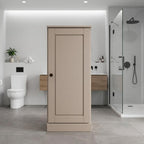 17" Beige Solid Wood Free Standing Single Door Linen Cabinet
