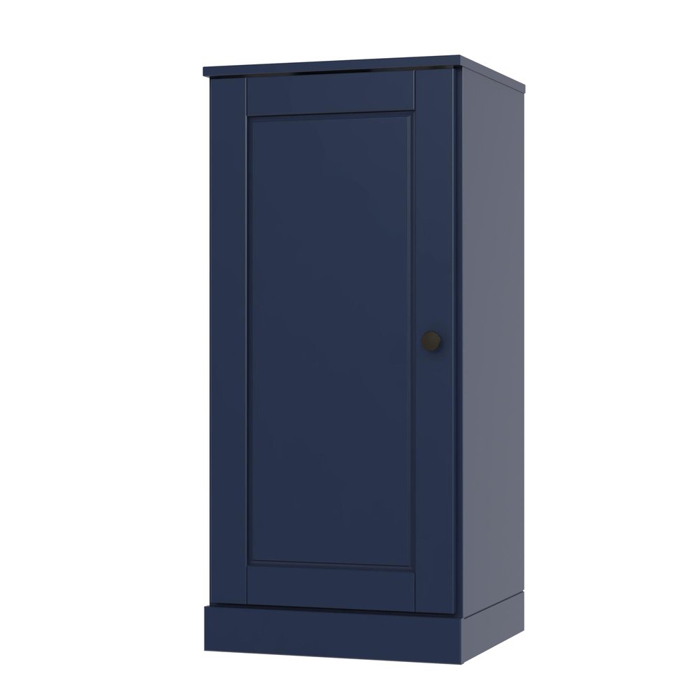 17" Navy Blue Solid Wood Free Standing Single Door Linen Cabinet