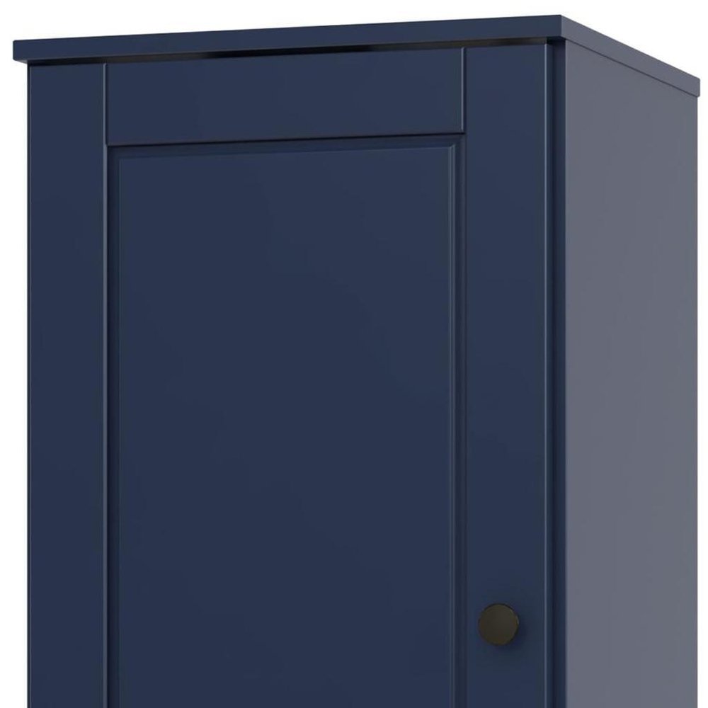 17" Navy Blue Solid Wood Free Standing Single Door Linen Cabinet