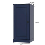 17" Navy Blue Solid Wood Free Standing Single Door Linen Cabinet