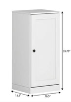 17" White Solid Wood Free Standing Single Door Linen Cabinet