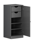 17" Gray Solid Wood Free Standing Single Door Linen Cabinet