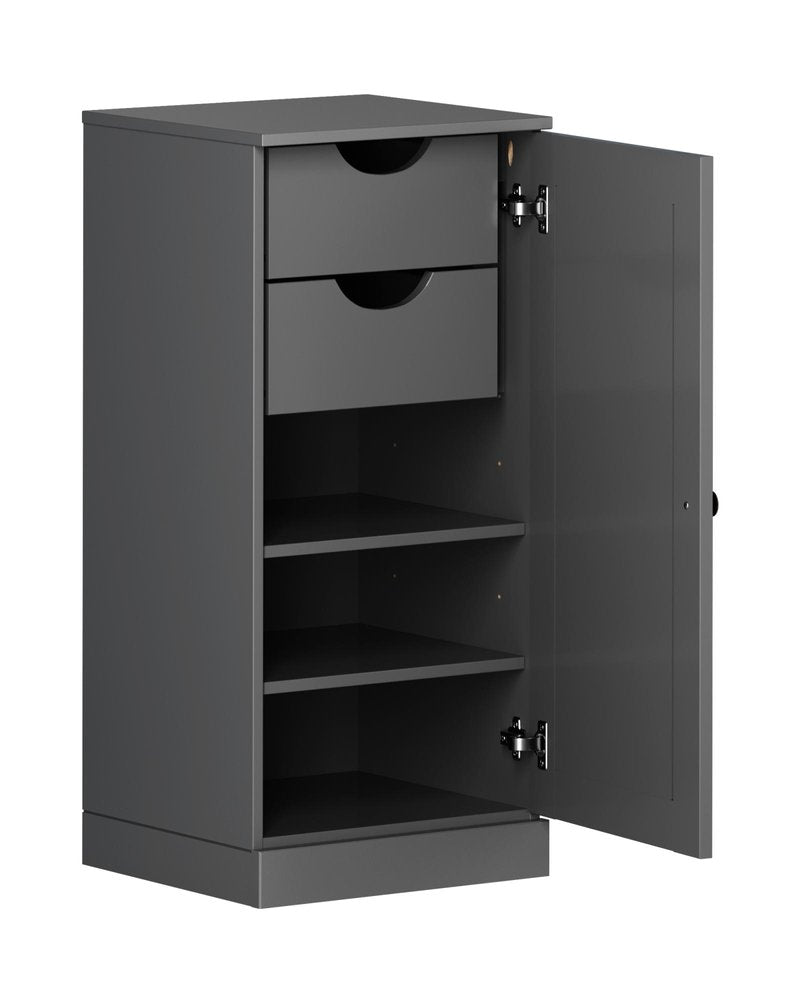 17" Gray Solid Wood Free Standing Single Door Linen Cabinet