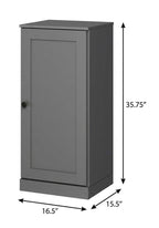 17" Gray Solid Wood Free Standing Single Door Linen Cabinet