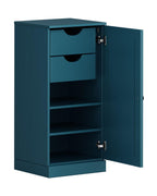 17" Teal Blue Solid Wood Free Standing Single Door Linen Cabinet