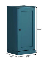 17" Teal Blue Solid Wood Free Standing Single Door Linen Cabinet