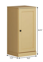 17" Yellow Solid Wood Free Standing Single Door Linen Cabinet