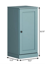 17" Aqua Solid Wood Free Standing Single Door Linen Cabinet