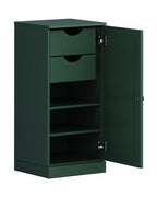 17" Green Solid Wood Free Standing Single Door Linen Cabinet