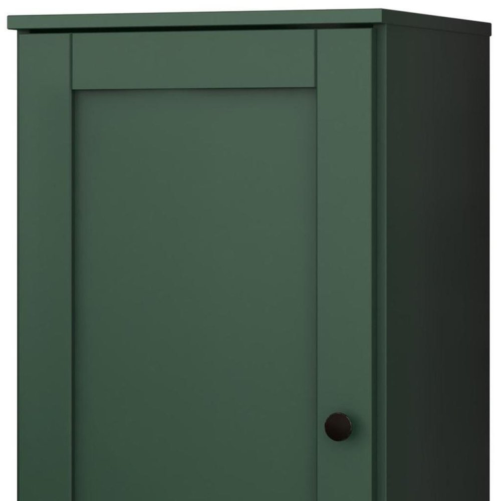 17" Green Solid Wood Free Standing Single Door Linen Cabinet