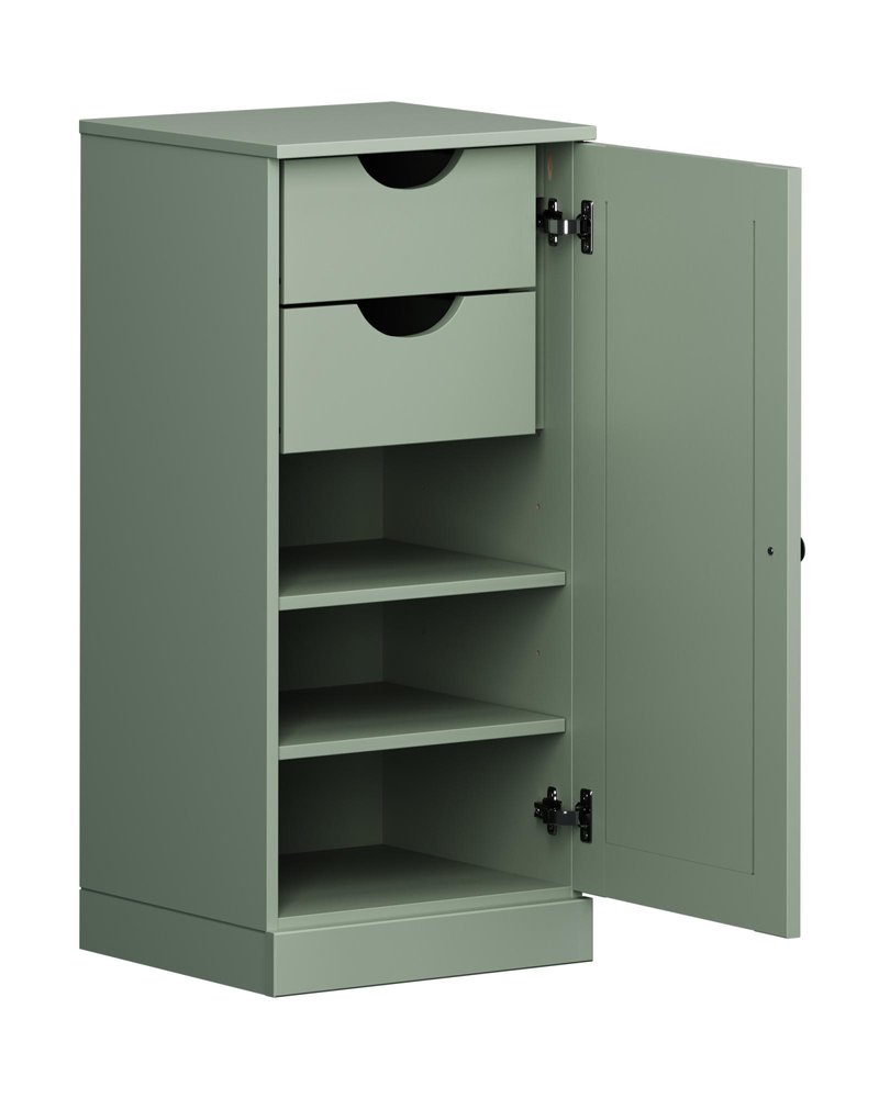 17" Sage Solid Wood Free Standing Single Door Linen Cabinet