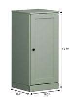 17" Sage Solid Wood Free Standing Single Door Linen Cabinet
