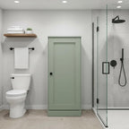 17" Sage Solid Wood Free Standing Single Door Linen Cabinet