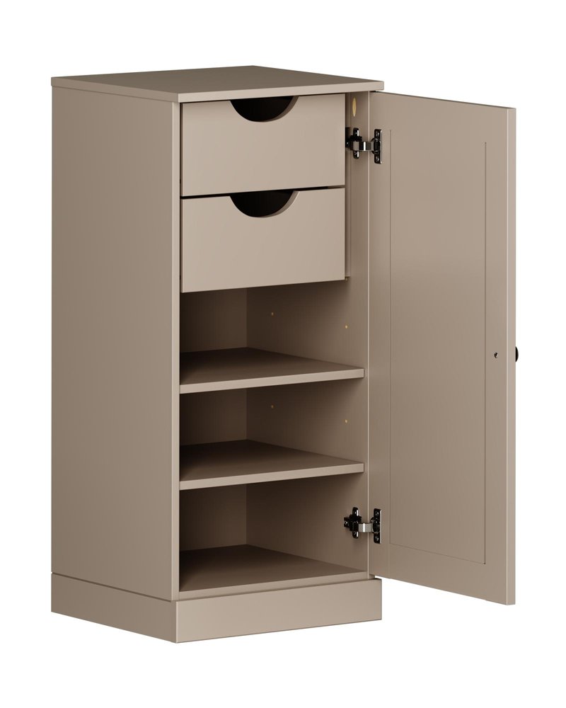 17" Beige Solid Wood Free Standing Single Door Linen Cabinet