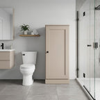 17" Beige Solid Wood Free Standing Single Door Linen Cabinet