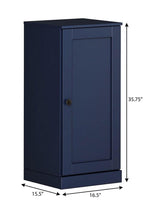 17" Navy Blue Solid Wood Free Standing Single Door Linen Cabinet