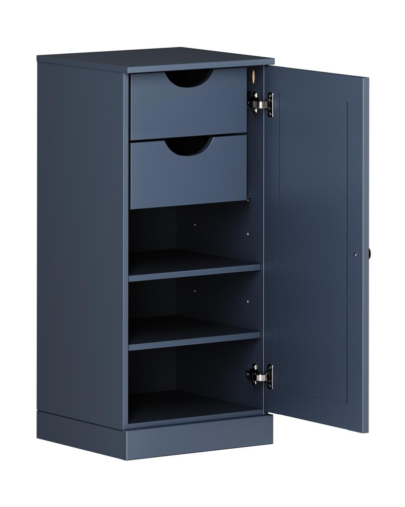 17" French Blue Solid Wood Free Standing Single Door Linen Cabinet