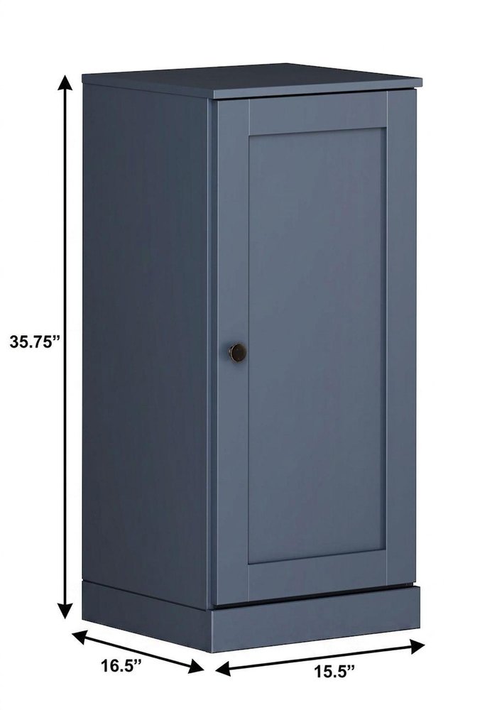 17" French Blue Solid Wood Free Standing Single Door Linen Cabinet