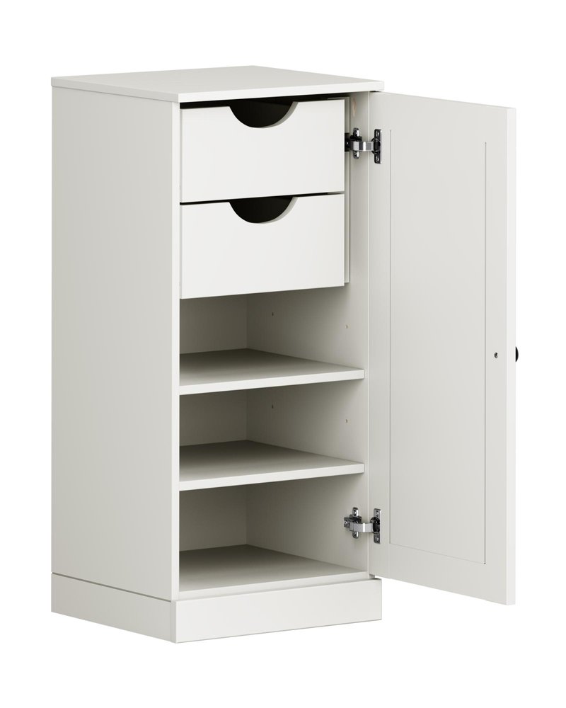 17" Off White Solid Wood Free Standing Single Door Linen Cabinet