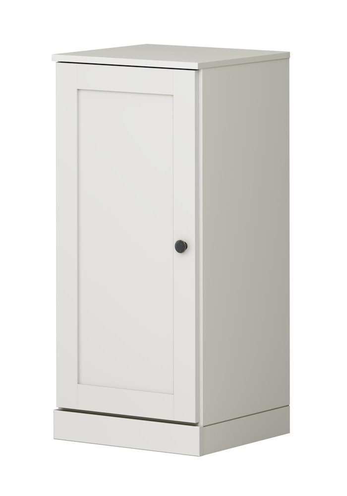 17" Off White Solid Wood Free Standing Single Door Linen Cabinet