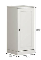 17" Off White Solid Wood Free Standing Single Door Linen Cabinet