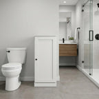 17" Off White Solid Wood Free Standing Single Door Linen Cabinet