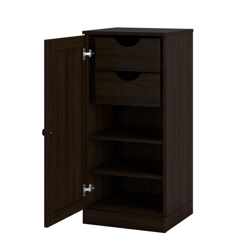 17" Espresso Solid Wood Free Standing Single Door Linen Cabinet