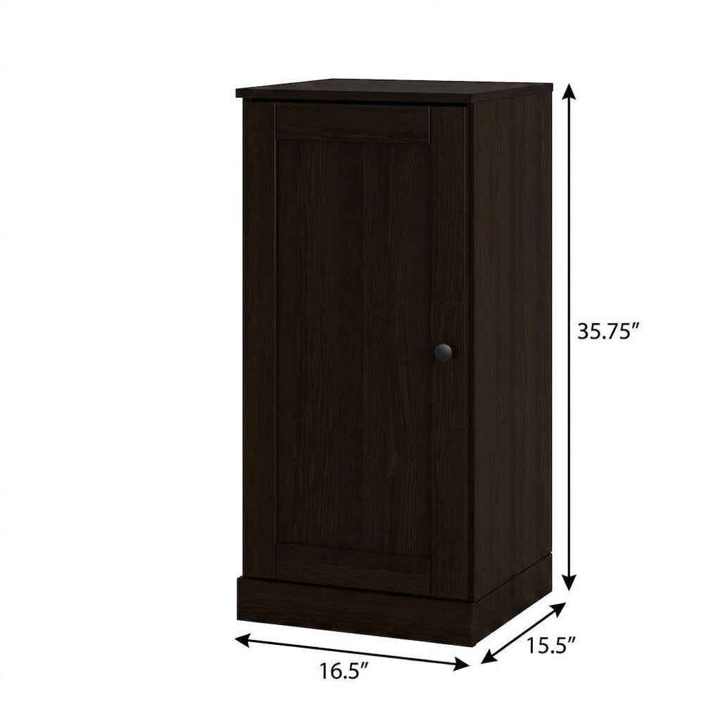 17" Espresso Solid Wood Free Standing Single Door Linen Cabinet