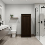 17" Espresso Solid Wood Free Standing Single Door Linen Cabinet