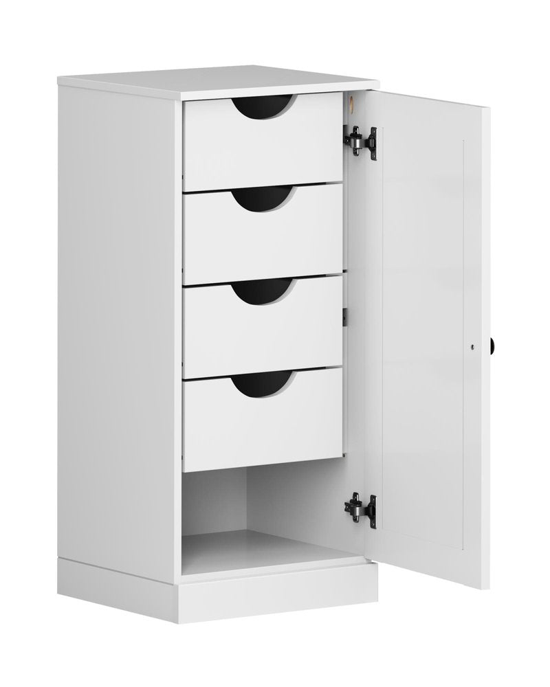 17" White Solid Wood Free Standing Single Door Linen Cabinet