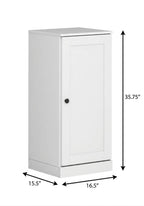 17" White Solid Wood Free Standing Single Door Linen Cabinet