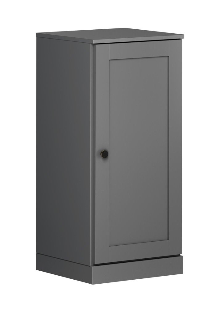 17" Gray Solid Wood Free Standing Single Door Linen Cabinet