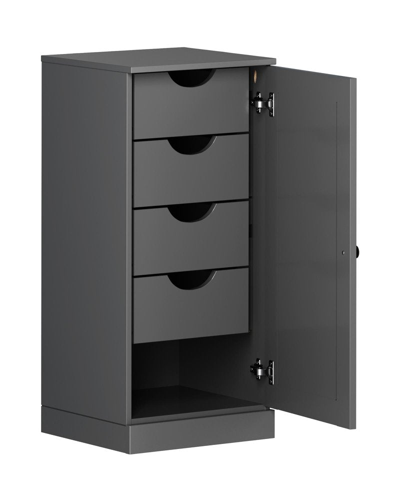 17" Gray Solid Wood Free Standing Single Door Linen Cabinet