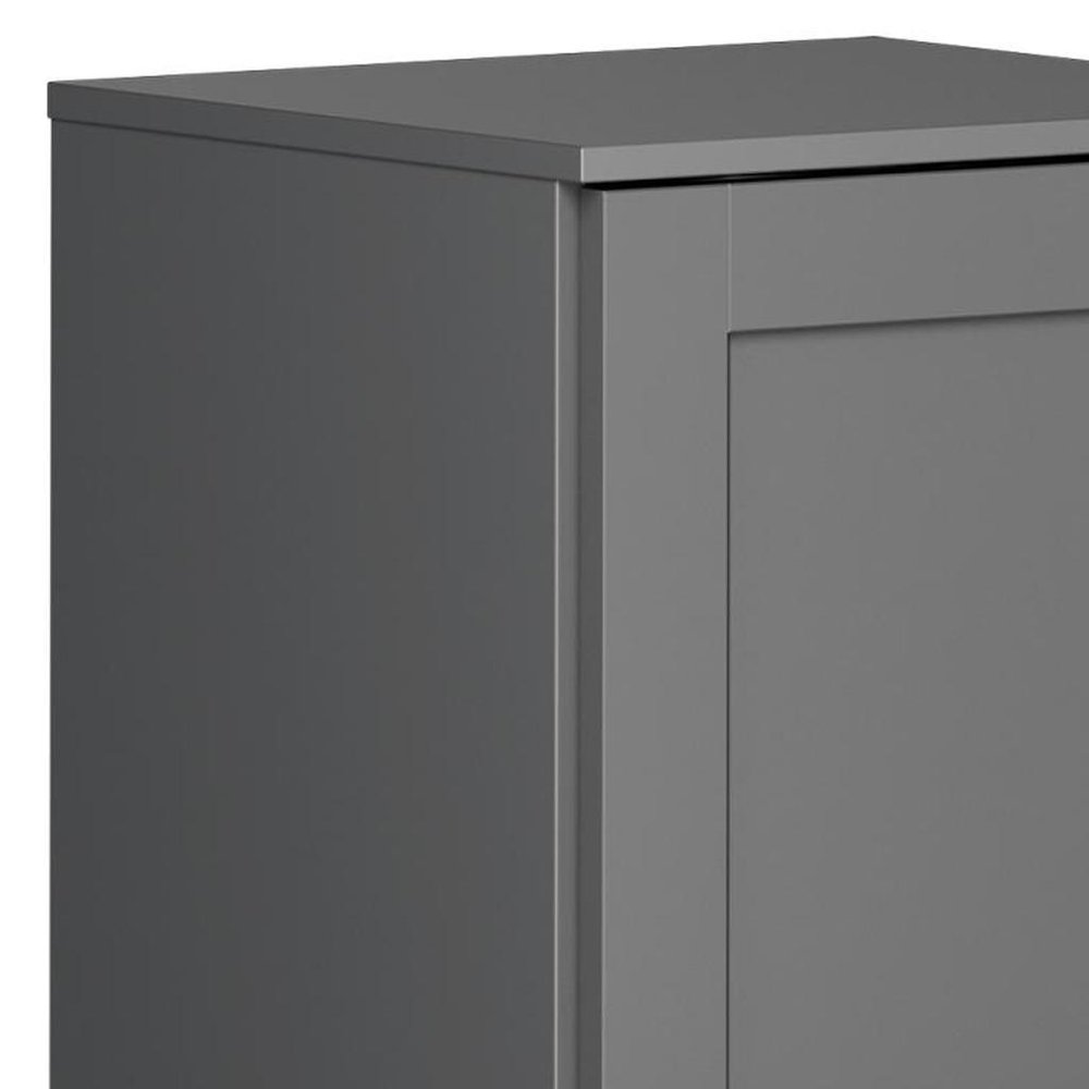 17" Gray Solid Wood Free Standing Single Door Linen Cabinet
