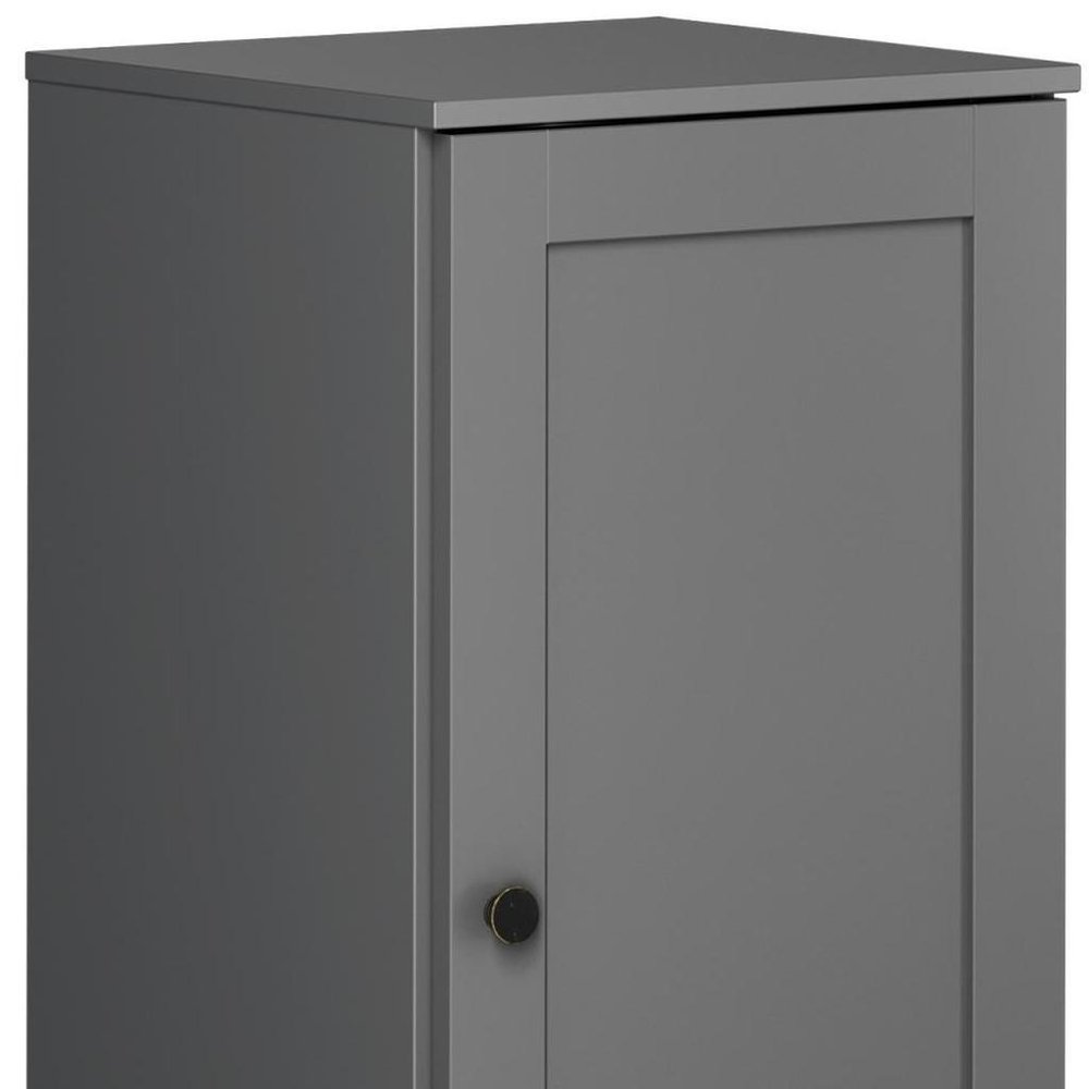 17" Gray Solid Wood Free Standing Single Door Linen Cabinet