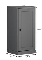 17" Gray Solid Wood Free Standing Single Door Linen Cabinet