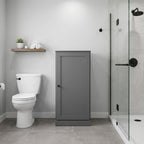 17" Gray Solid Wood Free Standing Single Door Linen Cabinet