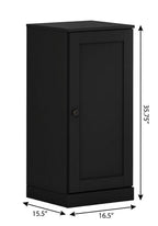 17" Black Solid Wood Free Standing Single Door Linen Cabinet