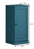 17" Teal Blue Solid Wood Free Standing Single Door Linen Cabinet