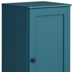 17" Teal Blue Solid Wood Free Standing Single Door Linen Cabinet