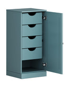 17" Aqua Solid Wood Free Standing Single Door Linen Cabinet
