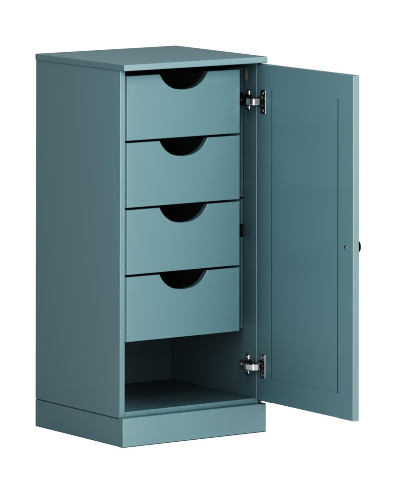 17" Aqua Solid Wood Free Standing Single Door Linen Cabinet