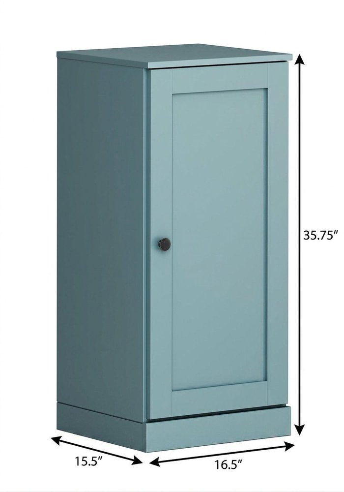 17" Aqua Solid Wood Free Standing Single Door Linen Cabinet