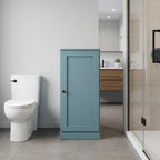17" Aqua Solid Wood Free Standing Single Door Linen Cabinet