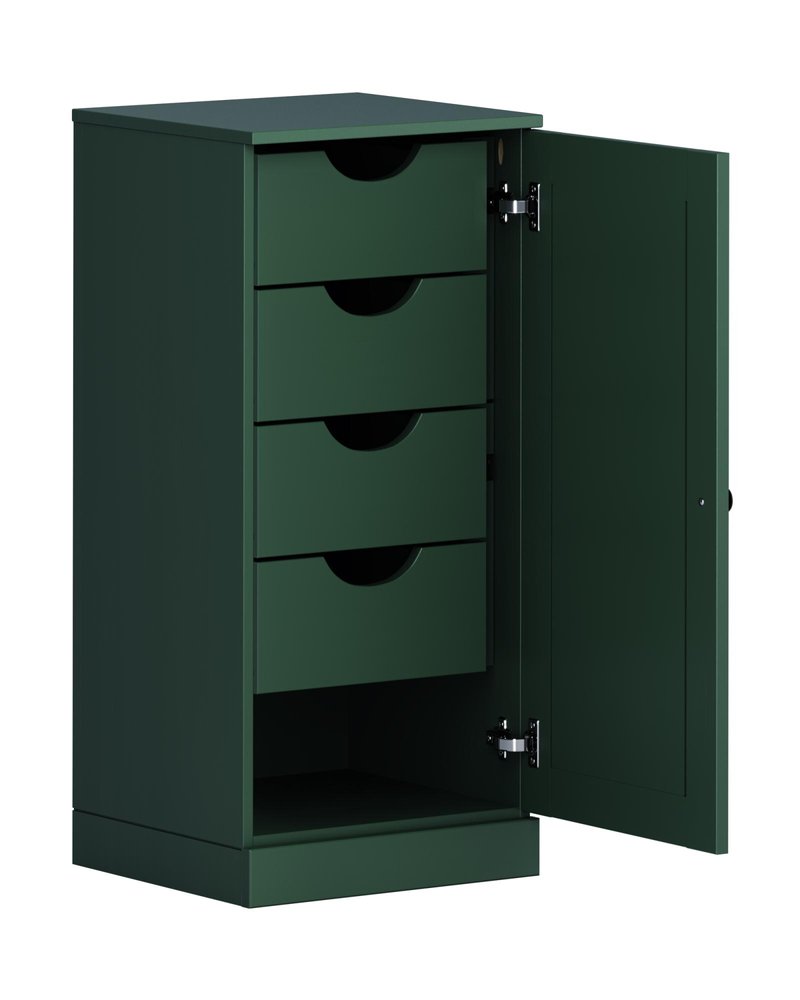 17" Green Solid Wood Free Standing Single Door Linen Cabinet