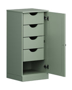 17" Sage Solid Wood Free Standing Single Door Linen Cabinet