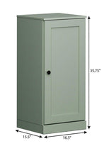 17" Sage Solid Wood Free Standing Single Door Linen Cabinet