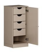 17" Beige Solid Wood Free Standing Single Door Linen Cabinet