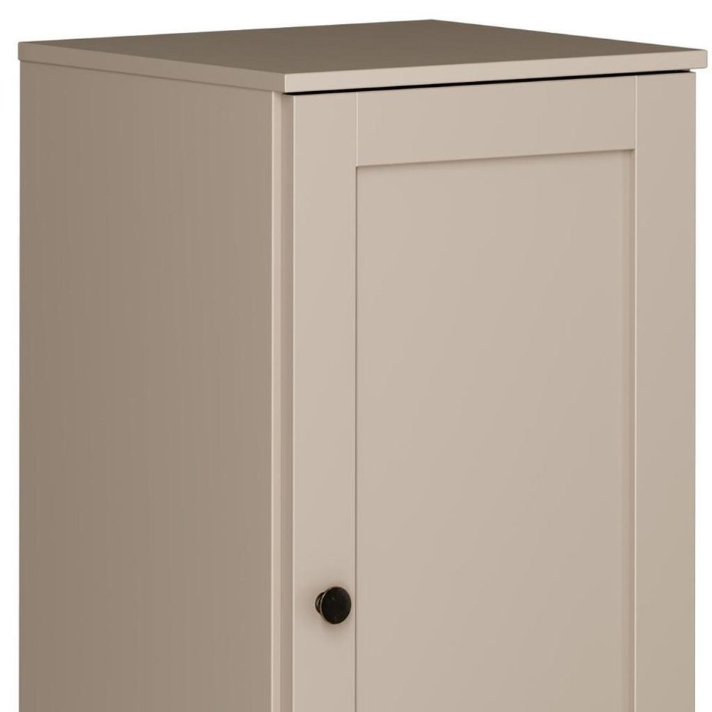 17" Beige Solid Wood Free Standing Single Door Linen Cabinet