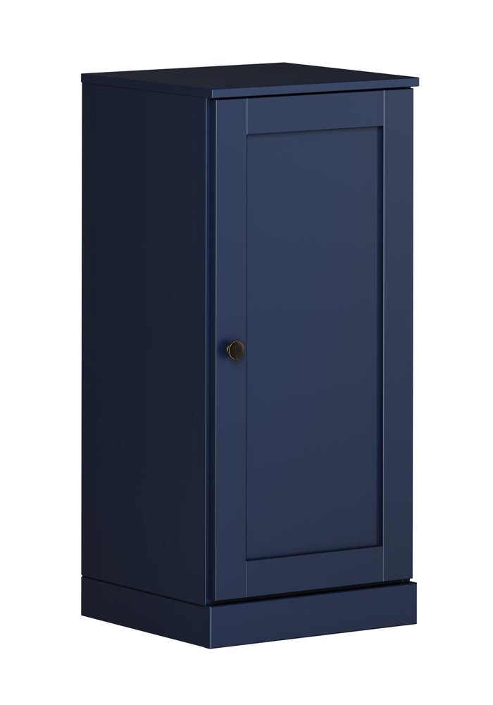 17" Navy Blue Solid Wood Free Standing Single Door Linen Cabinet